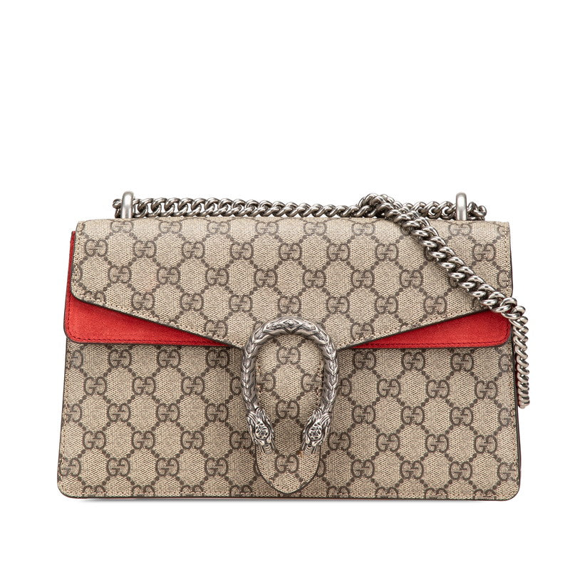 グッチ GGスプリーム ディオニュソス チェーン ショルダーバッグ 400249 ベージュ レッド PVC スエード レディース GUCCI 【中古】