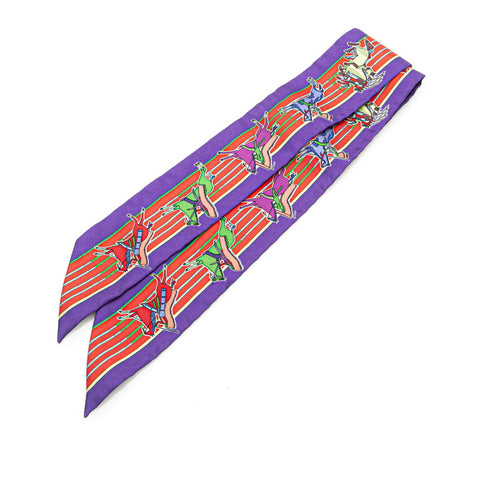 エルメス ツイリー Pani La Shar Pawnee パウニー族の首長 スカーフ パープル レッド マルチカラー シルク レディース HERMES 【中古】