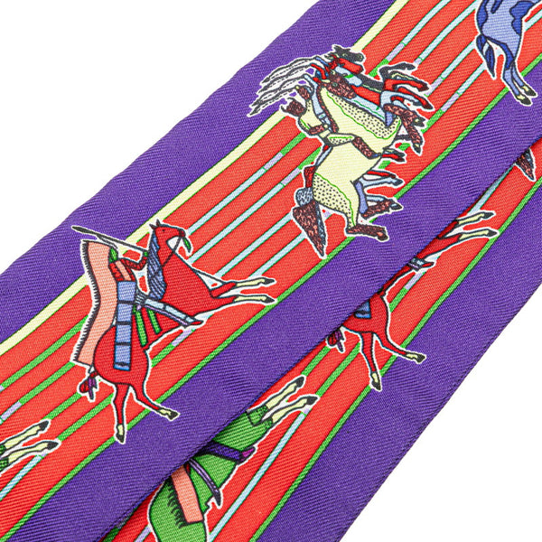 エルメス ツイリー Pani La Shar Pawnee パウニー族の首長 スカーフ パープル レッド マルチカラー シルク レディース HERMES 【中古】