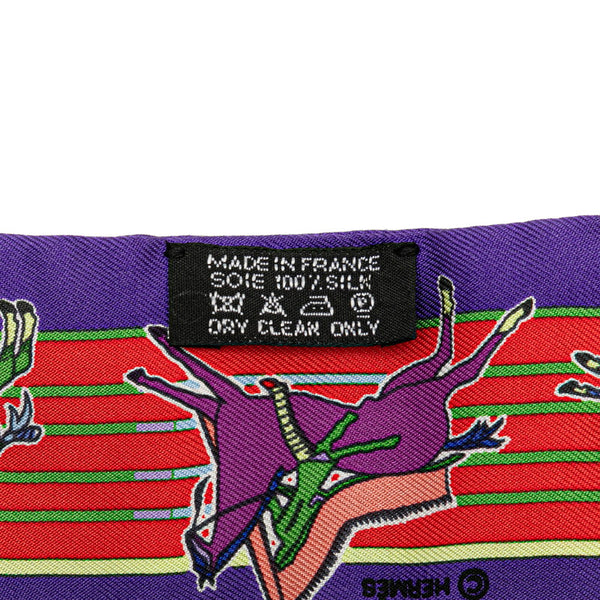 エルメス ツイリー Pani La Shar Pawnee パウニー族の首長 スカーフ パープル レッド マルチカラー シルク レディース HERMES 【中古】