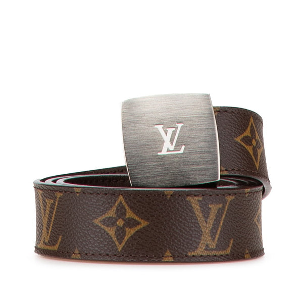 ルイ ヴィトン モノグラム サンチュール LVカット ベルト サイズ：80/32 M6888W ブラウン PVC レザー レディース LOUIS VUITTON 【中古】