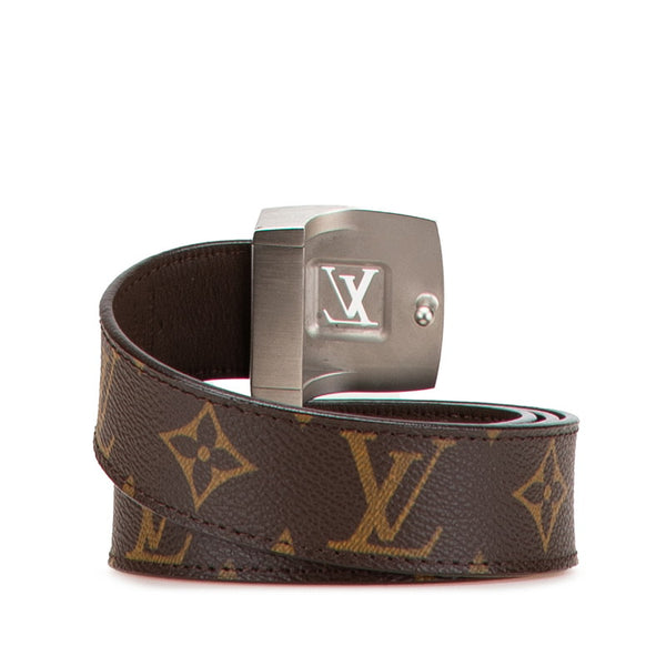 ルイ ヴィトン モノグラム サンチュール LVカット ベルト サイズ：80/32 M6888W ブラウン PVC レザー レディース LOUIS VUITTON 【中古】