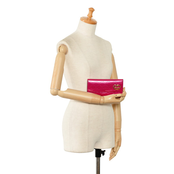 グッチ グッチシマ ラブリーハート 長財布 251861 メタリックピンク パテントレザー レディース GUCCI 【中古】