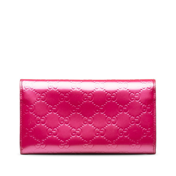 グッチ グッチシマ ラブリーハート 長財布 251861 メタリックピンク パテントレザー レディース GUCCI 【中古】