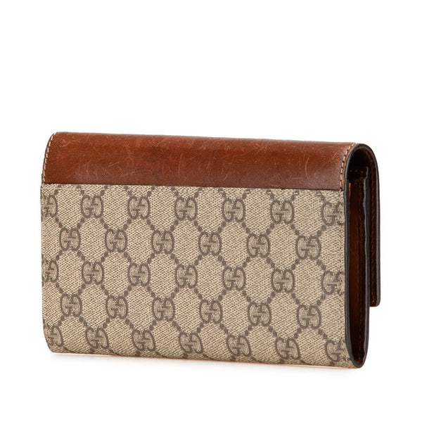 グッチ GGスプリーム 長財布 410100 ベージュ ブラウン PVC レザー レディース GUCCI 【中古】