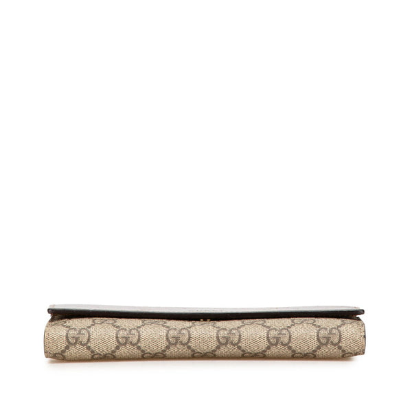 グッチ GGスプリーム 長財布 410100 ベージュ ブラウン PVC レザー レディース GUCCI 【中古】