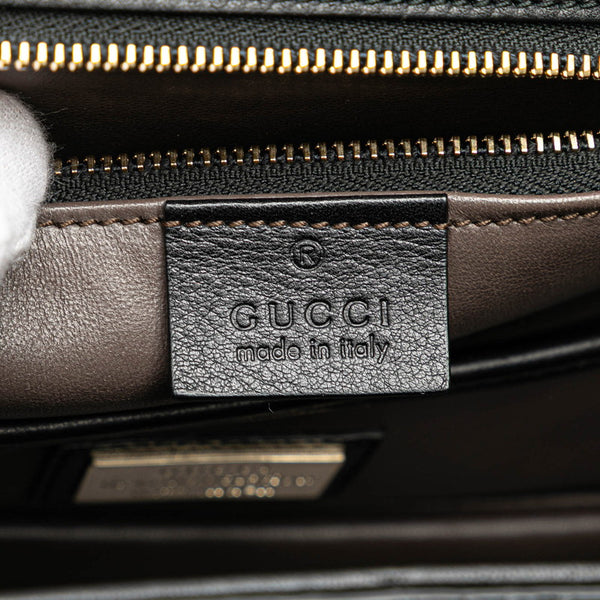 グッチ ×印伝 ニューバンブー ハンドバッグ ショルダーバッグ 2WAY 396877 ネイビー ブラック レザー レディース GUCCI 【中古】