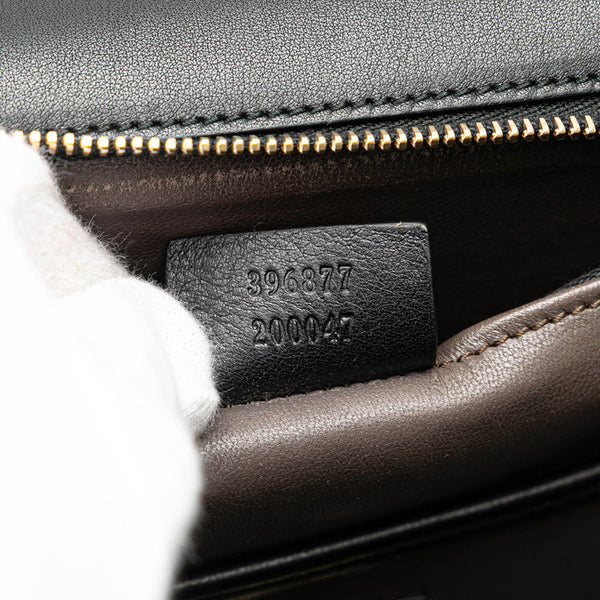 グッチ ×印伝 ニューバンブー ハンドバッグ ショルダーバッグ 2WAY 396877 ネイビー ブラック レザー レディース GUCCI 【中古】