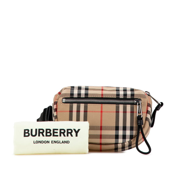 バーバリー ノバチェック ウエストバッグ ベージュ ブラック キャンバス レディース BURBERRY 【中古】