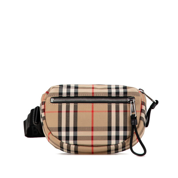 バーバリー ノバチェック ウエストバッグ ベージュ ブラック キャンバス レディース BURBERRY 【中古】