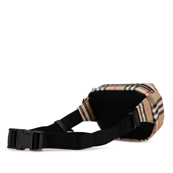 バーバリー ノバチェック ウエストバッグ ベージュ ブラック キャンバス レディース BURBERRY 【中古】