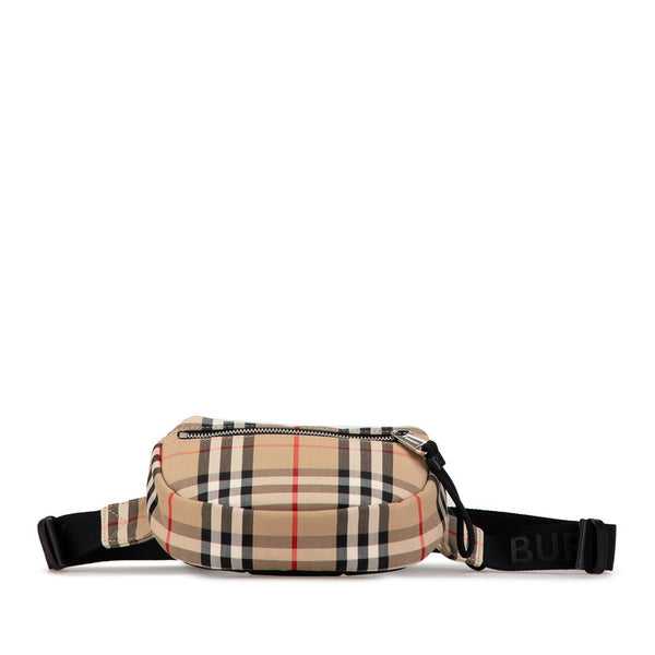 バーバリー ノバチェック ウエストバッグ ベージュ ブラック キャンバス レディース BURBERRY 【中古】