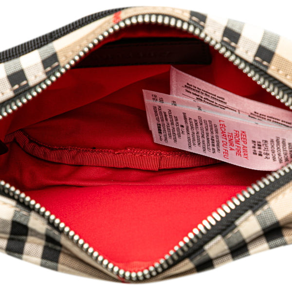 バーバリー ノバチェック ウエストバッグ ベージュ ブラック キャンバス レディース BURBERRY 【中古】
