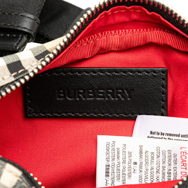 バーバリー ノバチェック ウエストバッグ ベージュ ブラック キャンバス レディース BURBERRY 【中古】