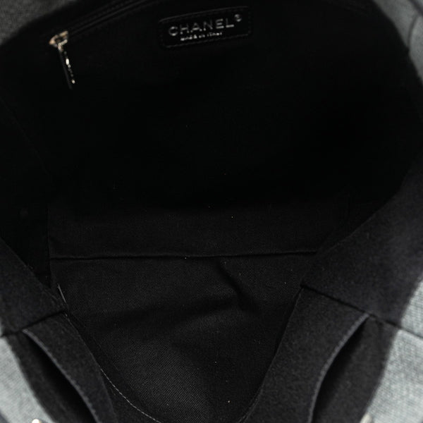シャネル ドーヴィルPM チェーン トートバッグ ハンドバッグ A66939 グレー ブラック キャンバス レザー レディース CHANEL 【中古】