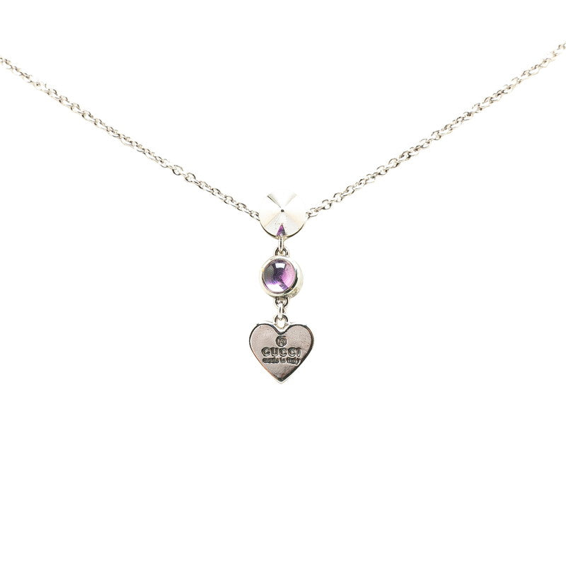 グッチ ハートモチーフ ネックレス SV925 シルバー アメジスト レディース GUCCI 【中古】