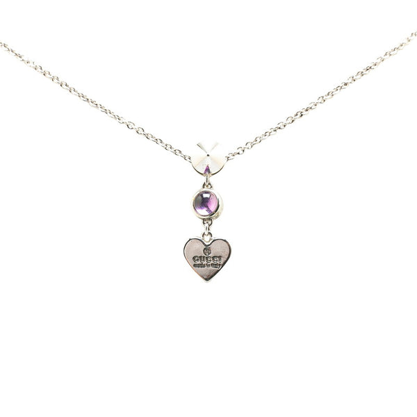 グッチ ハートモチーフ ネックレス SV925 シルバー アメジスト レディース GUCCI 【中古】