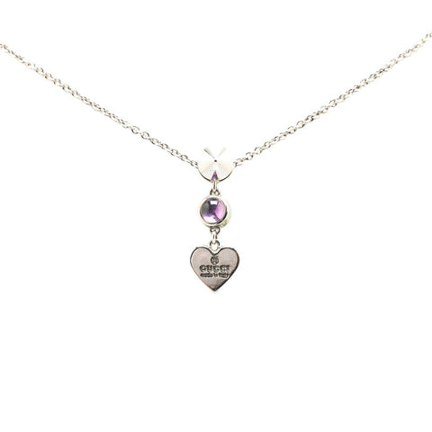 グッチ ハートモチーフ ネックレス SV925 シルバー アメジスト レディース GUCCI 【中古】