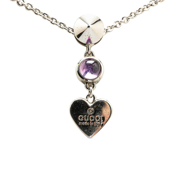 グッチ ハートモチーフ ネックレス SV925 シルバー アメジスト レディース GUCCI 【中古】