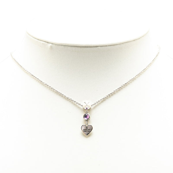 グッチ ハートモチーフ ネックレス SV925 シルバー アメジスト レディース GUCCI 【中古】