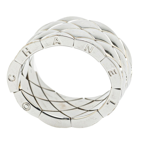 シャネル マトラッセ ラージ リング 指輪 K18WG ホワイトゴールド メンズ CHANEL 【中古】