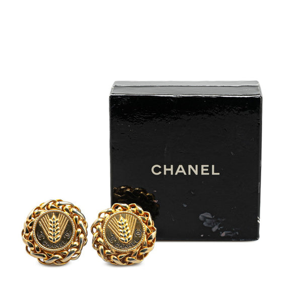 シャネル ヴィンテージ ココマーク 稲穂 モチーフ イヤリング ゴールド メッキ レディース CHANEL 【中古】