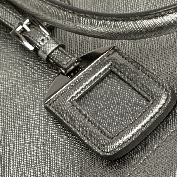 プラダ 三角ロゴプレート ハンドバッグ ショルダーバッグ 2WAY BN2567 シルバー レザー レディース PRADA 【中古】