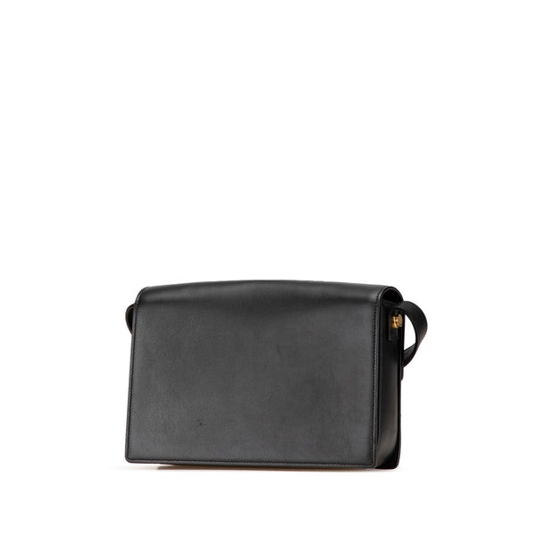 サンローラン ロゴ ショルダーバッグ ブラック ベージュ レザー レディース SAINT LAURENT 【中古】