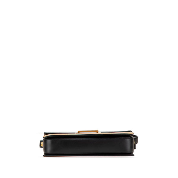 サンローラン ロゴ ショルダーバッグ ブラック ベージュ レザー レディース SAINT LAURENT 【中古】