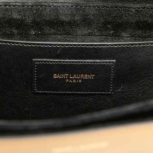 サンローラン ロゴ ショルダーバッグ ブラック ベージュ レザー レディース SAINT LAURENT 【中古】