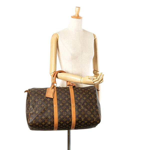 ルイ ヴィトン モノグラム キーポル45 ボストンバッグ トラベルバッグ M41428 ブラウン PVC レザー レディース LOUIS VUITTON 【中古】
