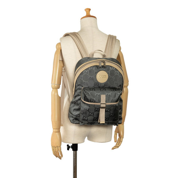 グッチ GGナイロン オフ ザ グリッド リュック バックパック 644992 グレー ベージュ ナイロン レザー レディース GUCCI 【中古】