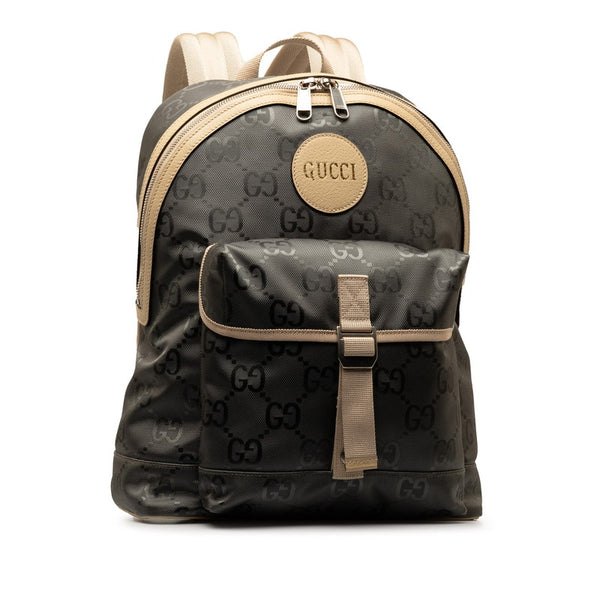 グッチ GGナイロン オフ ザ グリッド リュック バックパック 644992 グレー ベージュ ナイロン レザー レディース GUCCI 【中古】