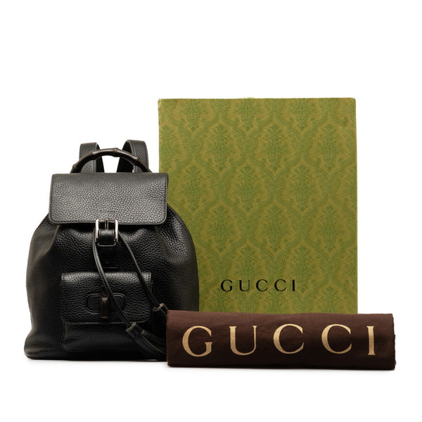 グッチ バンブー タッセル リュック バックパック 387149 ブラック レザー レディース GUCCI 【中古】