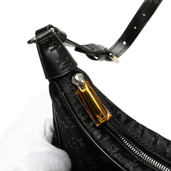 ルイ ヴィトン モノグラム リトルブローニュ ショルダーバッグ M92142 ノワール ブラック サテン レザー レディース LOUIS VUITTON 【中古】