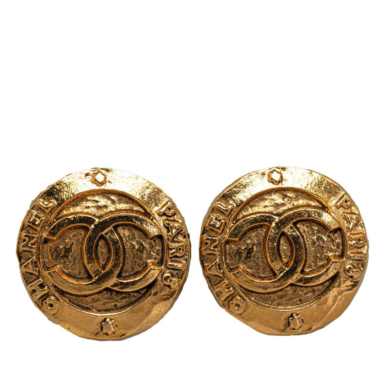 シャネル ココマーク ロゴ ラウンド  イヤリング ゴールド メッキ レディース CHANEL 【中古】