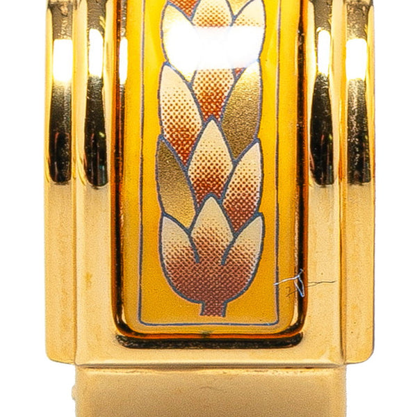 エルメス エマイユ 七宝焼き イヤリング ゴールド イエロー メッキ レディース HERMES 【中古】