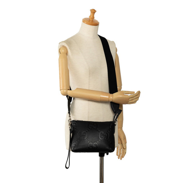 グッチ ジャンボGG スモール メッセンジャーバッグ ショルダーバッグ 761747 ブラック レザー レディース GUCCI 【中古】