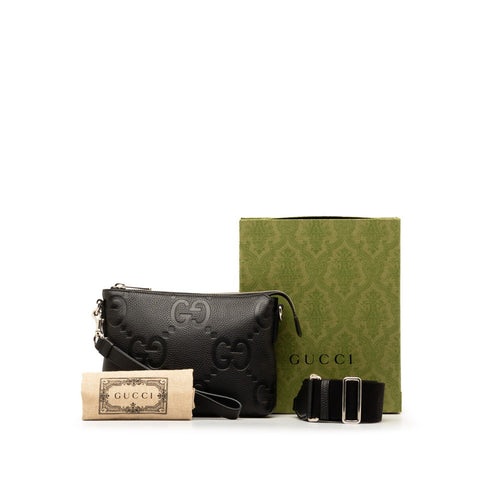 グッチ ジャンボGG スモール メッセンジャーバッグ ショルダーバッグ 761747 ブラック レザー レディース GUCCI 【中古】