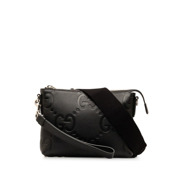 グッチ ジャンボGG スモール メッセンジャーバッグ ショルダーバッグ 761747 ブラック レザー レディース GUCCI 【中古】