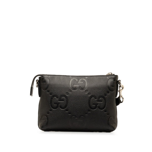 グッチ ジャンボGG スモール メッセンジャーバッグ ショルダーバッグ 761747 ブラック レザー レディース GUCCI 【中古】