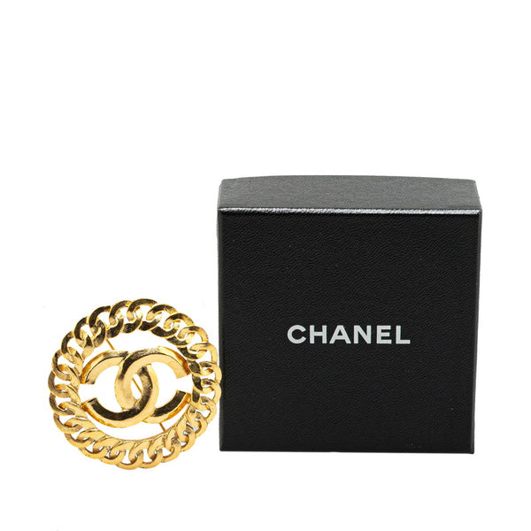シャネル ヴィンテージ ココマーク ラウンド チェーン モチーフ ブローチ ゴールド メッキ レディース CHANEL 【中古】