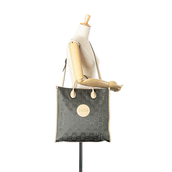 グッチ GGナイロン オフ ザ グリッド ロング ハンドバッグ ショルダーバッグ 2WAY 630355 グレー ベージュ ナイロン レザー レディース GUCCI 【中古】