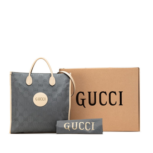 グッチ GGナイロン オフ ザ グリッド ロング ハンドバッグ ショルダーバッグ 2WAY 630355 グレー ベージュ ナイロン レザー レディース GUCCI 【中古】