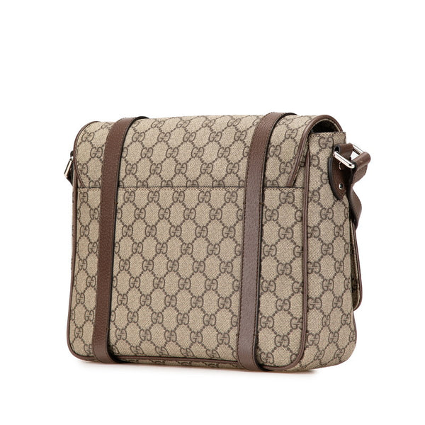 グッチ GGスプリーム メッセンジャーバッグ 658542 ベージュ ブラウン PVC レザー レディース GUCCI 【中古】