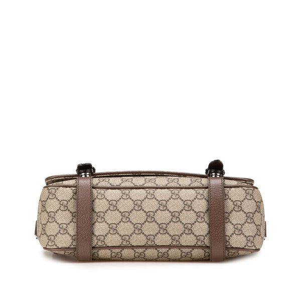 グッチ GGスプリーム メッセンジャーバッグ 658542 ベージュ ブラウン PVC レザー レディース GUCCI 【中古】