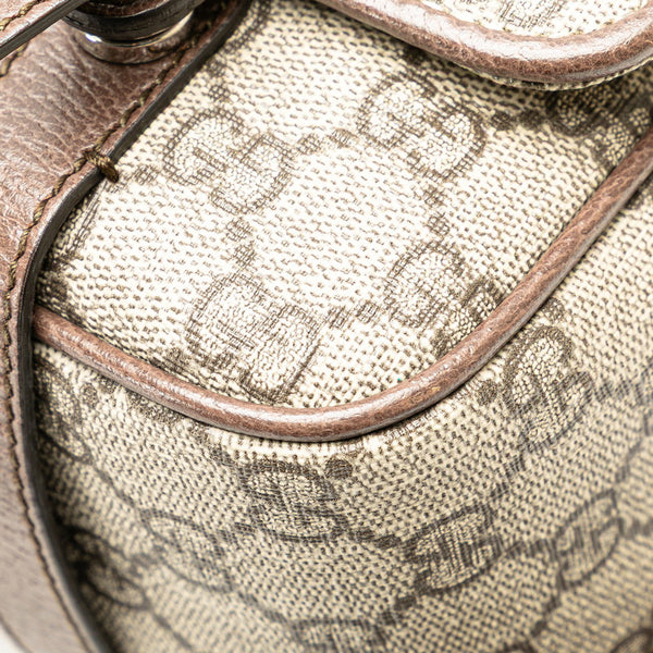 グッチ GGスプリーム メッセンジャーバッグ 658542 ベージュ ブラウン PVC レザー レディース GUCCI 【中古】