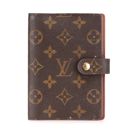 ルイ ヴィトン モノグラム アジェンダPM 手帳カバー R20005 ブラウン PVC レザー レディース LOUIS VUITTON 【中古】