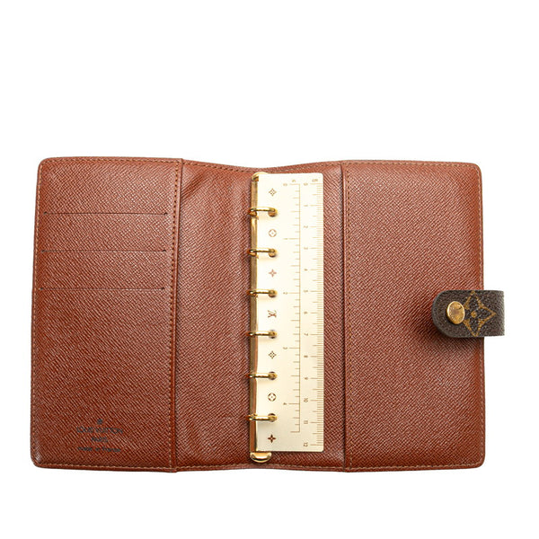 ルイ ヴィトン モノグラム アジェンダPM 手帳カバー R20005 ブラウン PVC レザー レディース LOUIS VUITTON 【中古】