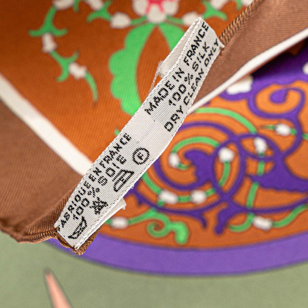 エルメス カレ90 Poesie Persane ペルシャの詩 スカーフ グリーン マルチカラー シルク レディース HERMES 【中古】